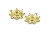 Brass Badge Charm, Raw Brass Rosette Charms With 1 Loop, Pendants, Earrings (28x26mm) N0835