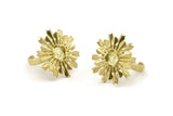 Brass Ring Settings, Raw Brass Snowflake Ring With 1 Stone Setting - Pad Size 6mm N0832