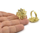 Brass Ring Settings, Raw Brass Snowflake Ring With 1 Stone Setting - Pad Size 6mm N0832