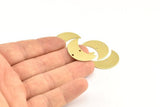 Crescent Necklace Charm, 10 Raw Brass Crescent Moon Charms with 2 Holes (25x11x0.80mm) D0010