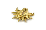 Brass Shell Pendant, 2 Raw Brass Cowrie Shell Pendants With 2 Loops, Charms, Findings (34x31mm) N1008