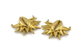 Brass Shell Pendant, 2 Raw Brass Cowrie Shell Pendants With 2 Loops, Charms, Findings (34x31mm) N1008
