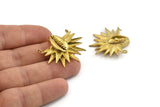 Brass Shell Pendant, 2 Raw Brass Cowrie Shell Pendants With 2 Loops, Charms, Findings (34x31mm) N1008