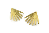 Brass Broom Earring, 2 Raw Brass Broom Stud Earrings (27x30x1.5mm) N1027