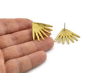 Brass Broom Earring, 2 Raw Brass Broom Stud Earrings (27x30x1.5mm) N1027