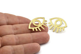 Brass Eye Earring, 4 Raw Brass Eye Stud Earrings (29x1mm) N1030