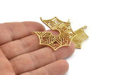 Brass Ethnic Pendant , Raw Brass Ethnic Motif Pendants With 2 Loops, Findings, Earrings, Charms (40x39mm) N0873