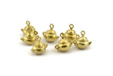 Brass Teapot Charm, Raw Brass Teapot Charm Earrings With 1 Loop, Findings (11mm) N0867