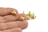 Brass Teapot Charm, Raw Brass Teapot Charm Earrings With 1 Loop, Findings (11mm) N0867
