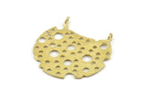 Brass Sponge Pendant, Raw Brass Sponge Charms With 2 Loops, Findings (40x39x1mm) N1051