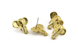 Brass Elephant Earring, 4 Raw Brass Elephant Stud Earrings (19mm) N1042