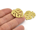 Brass Monstera Charm, Raw Brass Monstera Leaf Charms With 1 Loop, Pendants, Earrings, Findings (29x25x1mm) N1058