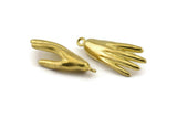 Brass Hand Charm, Raw Brass Hand Charms With 1 Loop, Pendants, Earrings, Findings (37x15mm) N1055