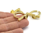 Brass Ring Settings, Raw Brass Adjustable D Shape Rings - Pad Size 8mm N1060
