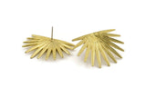 Brass Sun Earring, 2 Raw Brass Sunshine Stud Earrings (38x28mm) N1059