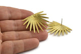 Brass Sun Earring, 2 Raw Brass Sunshine Stud Earrings (38x28mm) N1059