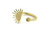 Brass Ring Settings, Raw Brass Moon And Sun Ring With 1 Stone Setting - Pad Size 3mm N1061