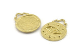 Round Eye Pendant, Raw Brass Round Eye Charm Pendants, Earrings, Findings (28x23mm) N0878