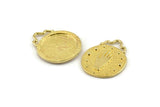 Round Hand Pendant, Raw Brass Round Hand Charm Pendants, Earrings, Findings (28x23mm) N0877