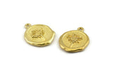 Brass Flower Charm, Raw Brass Flower Charm Earrings With 1 Loop, Pendants, Findings (16x18mm) N0888