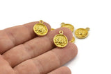 Brass Flower Charm, Raw Brass Flower Charm Earrings With 1 Loop, Pendants, Findings (13mm) N0881