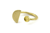 Brass Ring Settings, Raw Brass Moon And Planet Ring With 1 Stone Setting - Pad Size 4mm N1064