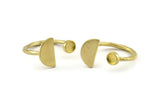 Brass Ring Settings, Raw Brass Moon And Planet Ring With 1 Stone Setting - Pad Size 4mm N1064
