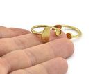 Brass Ring Settings, Raw Brass Moon And Planet Ring With 1 Stone Setting - Pad Size 4mm N1064