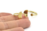 Brass Ring Settings, Raw Brass Moon And Planet Ring With 1 Stone Setting - Pad Size 3mm N1065
