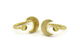Brass Ring Settings, Raw Brass Moon And Planet Ring With 1 Stone Setting - Pad Size 4mm N1068