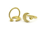 Brass Ring Settings, Raw Brass Moon And Planet Ring With 1 Stone Setting - Pad Size 4mm N1068