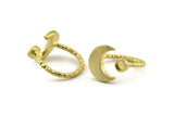 Brass Ring Settings, Raw Brass Moon And Planet Ring With 1 Stone Setting - Pad Size 4mm N1068