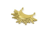 Brass Sun Pendant, Raw Brass Crescent Moon and Sun Pendants With 2 Loops, Findings, Charms (32x24x1.5mm) N1069