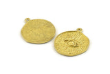 Brass Eye Charm, Raw Brass Eye Charms With 1 Loop, Pendants, Earrings (25x21x1.5mm) N1076