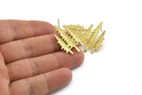 Brass Tree Earring, 4 Raw Brass Tree Stud Earrings (28x21x1mm) N1088