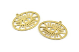 Brass Eye Charm, 2 Raw Brass Eye Charms With 1 Loop, Pendants, Earrings (36x31x1mm) N1102