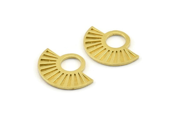 Semi Circle Charm, Raw Brass Semi Circle Pendants, Findings, Earrings (22x16mm) N1093