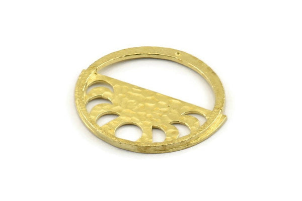 Moon Phases Charm, Hammered Raw Brass Semi Circle Charms, Earrings, Findings (32x29mm) N1098