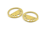Moon Phases Charm, Hammered Raw Brass Semi Circle Charms, Earrings, Findings (32x29mm) N1098