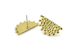 Brass Sun Earring, 4 Hammered Raw Brass Sunshine Stud Earrings (23x12mm) N1099