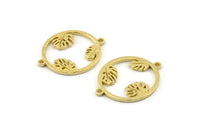 Pirinç Monstera Tılsımı, 2 Döngülü Ham Pirinç Monstera Bağlantı Parçaları, Kolye Uçları, Bulgular (28x22x1,5 mm) N1373