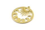 Moon Phases Charm, 2 Raw Brass Crescent Moon Charms With 1 Loop, Pendants (33x30x1.5mm) N1376