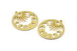 Moon Phases Charm, Raw Brass Crescent Moon Charms With 1 Loop, Pendants (33x30x1.5mm) N1376