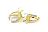Brass Claw Ring, Raw Brass Adjustable 4 Claw Ring - Ring Stone Setting - Pad Size 12x10mm N1386