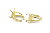 Brass Claw Ring, Raw Brass Adjustable 4 Claw Ring - Ring Stone Setting - Pad Size 12x10mm N1386