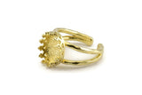 Brass Ring Setting, 2 Raw Brass Adjustable Ring - Ring Stone Setting - Pad Size 12x10mm N1387
