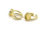 Brass Ring Setting, Raw Brass Adjustable Ring - Ring Stone Setting - Pad Size 12x10mm N1387