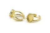 Brass Ring Setting, 2 Raw Brass Adjustable Ring - Ring Stone Setting - Pad Size 12x10mm N1387