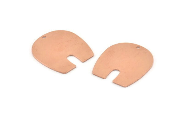 U Shaped Charm, 6 Raw Copper U Shaped Charms With 1 Hole, Blanks (25x22x0.80mm) M459