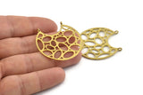 Brass Mandala Charm, Raw Brass Textured Mandala Pendants With 2 Loops, Findings (37x36x1mm) N1110